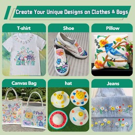 24 Textile Markers, Permanent, Machine Washable (30 °C), Fabric Paint Pens for T-Shirts, Bags, Hats & DIY Crafts, Highly Pigmented, Safe and Quick Drying