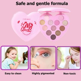 KARLOR Eyeshadow Palette Girls 12 Colours Eyeshadow Children Girls Makeup Children Non-Toxic Children's Makeup Palette Washable Heart-Shaped Eyeshadow Palette