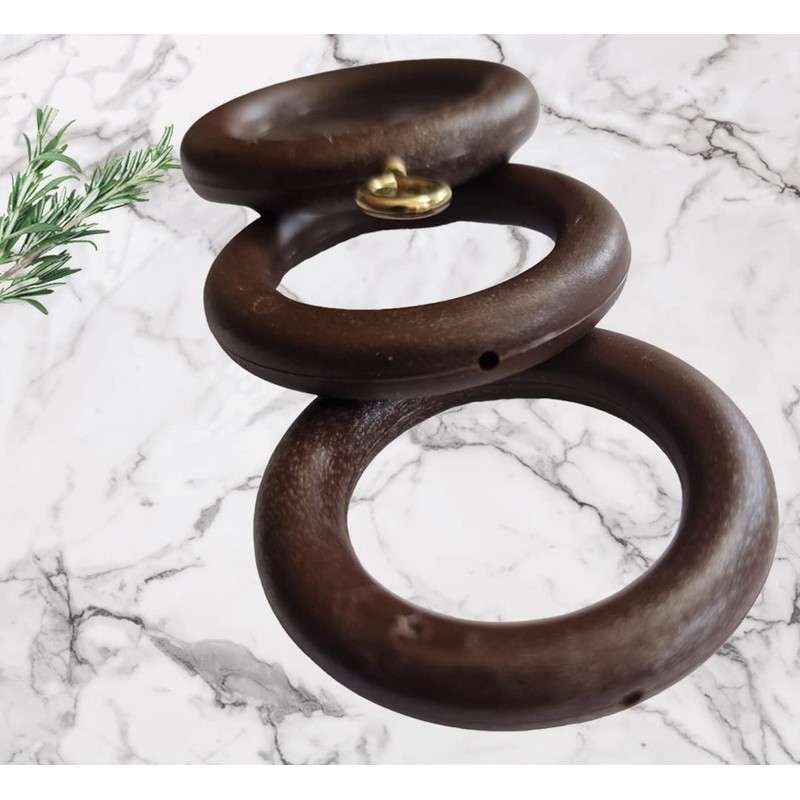 28mm x 45mm Walnut Curtain Rings Effect Drapery Pole Rod