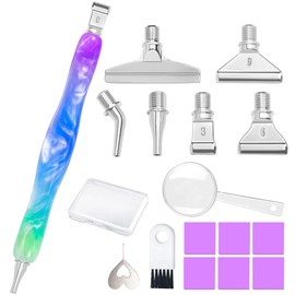 Praise V Do Diamond Painting Art Drill Bead Dot Pick Pen Kit with Screw Stainless Steel Metal Tip Nib Placer Roller Tool Accessories Ergonomic Stylus for 5D Diamond Paint Nail Art Purple Blue Green