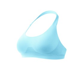 YEOREO SoftHue Women Halter Sports Bra Workout Seamless Padded Basic Bra Open Back Yoga Gym Crop Top, Light Blue, Medium
