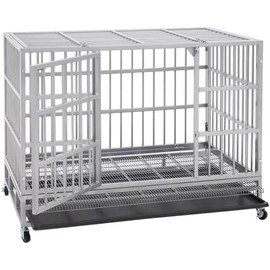 BOLDBONE 48/42/38 inch Heavy Duty Indestructible and Escape-Proof Dog Crate Cage Kennel for Large Dogs, High Anxiety Dog Crate with Removable Wire Trays and Wheels, Extra Large XL XXL