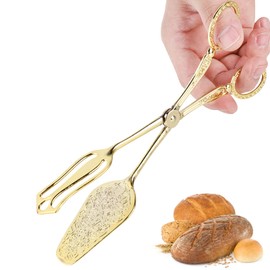 Stainless Steel Sugar Tongs, Gold, Kitchen Tongs, Asparagus Tongs, Pastry Tongs, Small Serving Tongs, Mini Appetizer Tongs, Stainless Steel Clip, Steak Clip, Grill, Serving Tongs, Length 22 cm (Gold)