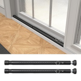 Sliding Door Security Bar 18"-51", Adjustable Sliding Door Lock Security Bar, Window Security Bars Inside for Sliding Glass Door Home Apartment Safety, Burglar Proof, Black, 2 Pack