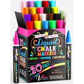 CHALKY CROWN Bold Chalk Markers - Dry Erase Marker Pens - Liquid Chalk Markers for Chalkbo...
