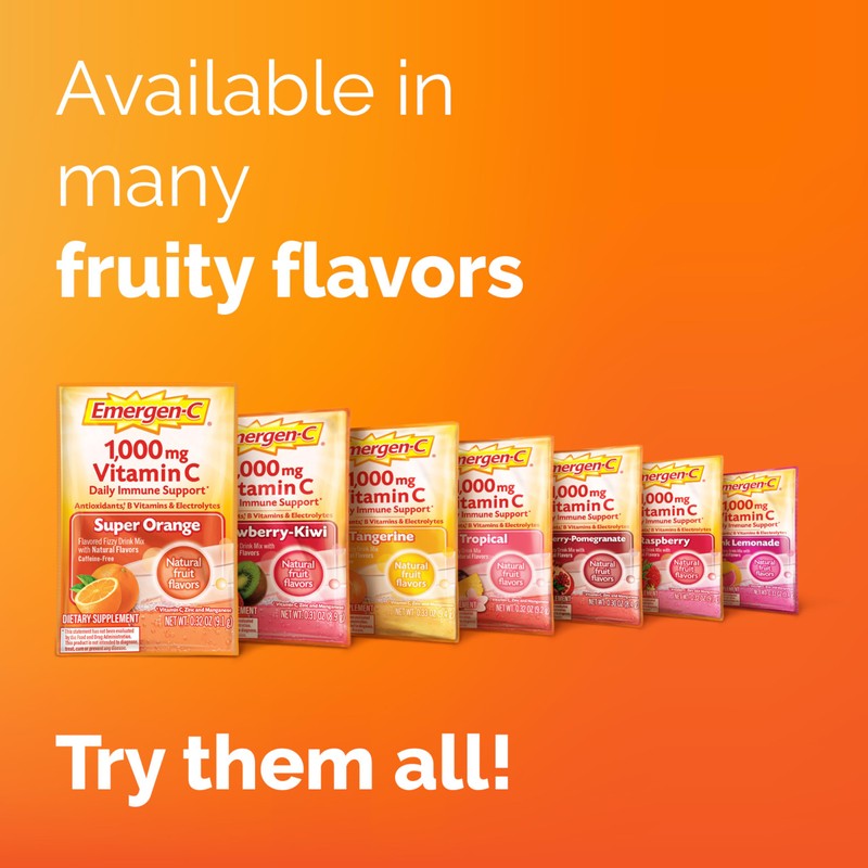 Emergen-C 1000mg Vitamin C Powder for Daily Immune Support Caffeine