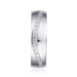 6mm Comfort Fit Heavy Sterling Silver Curved Set Simulated Diamond Court Shape Wedding Band (5)