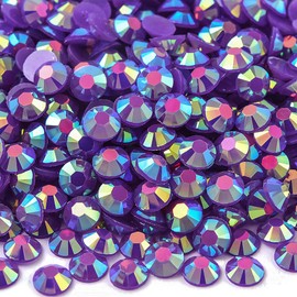 Blinginbox 2500pcs 4mm AB Resin Flatback Rhinestone for Crafting,Flatback Round Jelly Rhinestones Bedazzling Non Hotfix Crystal Gems for Nails Face Makeup Tumblers Mugs DIY Crafts.(Dk.Amethyst AB)
