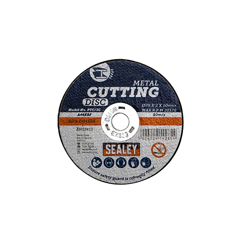 Sealey PTC/3C5 Cutting Disc Ø75 x 2mm 10mm Bore Pack