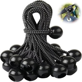 Tensioning Elastics with Ball 15 cm, Pack of 50 Tent Rubber Tensioners with Ball, Tarpaulin Tensioner with Ball, Expander Loops, Rubber Loops, Tarpaulin Tensioner, Rubber Tensioner for Tarpaulins,