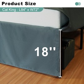 DiaOutro California King Bed Skirt, 18 Inch Tailored Drop Bed Frame Cover with Hook and Loop Tape, Easy Fit, Stain and Fade Resistant, Blue