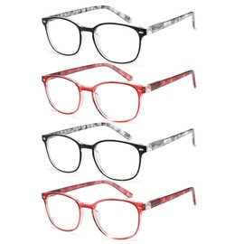EYEURL Blue Light Blocking Reading Glasses Women, 4-Pack Spring Hinge Computer Readers,Anti UV Ray Square Nerd Eyeglasses +2.75