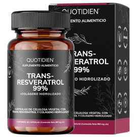 Quotidien | Resveratrol 99% de Pureza Máxima con Colágeno Hidrolizado, 2 meses, 60 Cápsulas VCaps