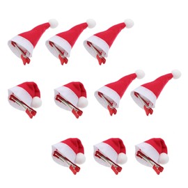 Beaupretty Christmas Mini Santa Hat Hair Clips 10pcs Cute Mini Red Santa Hat Hair Grips Barrettes Party Hat Hair Clip Hair Accessories Alligator Clips for Kids Girls