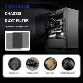 YIMATEECO 140 mm Dust Filter PC Fan Covers Computer Fan Filter Dustproof Housing Cover with Screws for Computer Fan Grille PC Cooler (PVC, 140 x 140 mm, Pack of 10, Black)