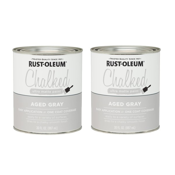 Rust-Oleum 285143-2PK Chalked Ultra Matte Decorative Paint, Aged Gray, 30 Fl Oz (Pack of 2)