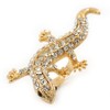 Avalaya Sculptured Crystal Gecko Ring/Gold Plated/Adjustable/Size 7/8/ 4.5cm Length