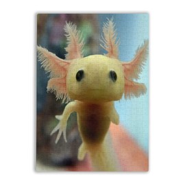 500 Pieces Axolotl Jigsaw Puzzle Adult Wooden Puzzle Cute Salamander Puzzle DIY Modern Wall Art Picture Modern Art Home Decoration Creative Gifts 20x15 Inch