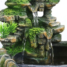 TFCFL Indoor Relaxation Desktop Fountain Waterfall, Zen Meditation Indoor Waterfall Feature with Fog Maker & Colorful LED Light, Illuminated for Home Office Bedroom Desk Décoration