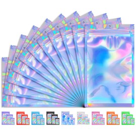 TIFICAL 100 PCS Holographic Bags for Lashes, Press On Nails, Candy, Small Baggies Sample Bag Smell Proof Packaging Bags for Jewelry, Resealable Bags for Small Business, Food Storage Bags