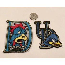 2-University of Delaware Fightin Blue Hens iron on patches 3.5”x 2 3/4” & 3”x 2”