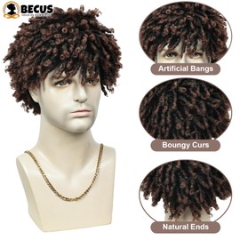 BECUS Dreadlock Wig for Men Glueless Knotless Braided Wigs for Black Women Short Braided Wigs Brown