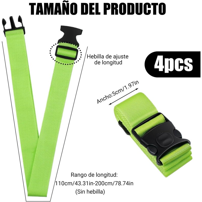 Amarres de Maleta, 4 Correas de Equipaje para Maletas Ajustable