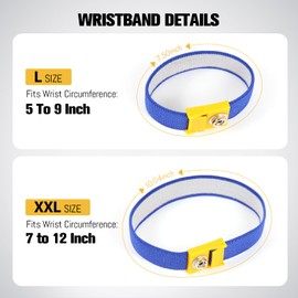 FEITA Anti Static Wrist Strap, 7.5" ESD Wristband Adjustable Grounding Bracelet, 10‘ Extendable Long Coil Cable with Alligator Clip, Fits Wrist Circumference 5" to 9"