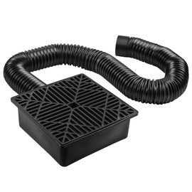 MaxEarn 10 inches Square Catch Basin Drain Kit with 155 cm/61 inches Flexible Hose, Low Profile No Digging Catch Basin Downspout, Drainage Pipe Set for Cement Floor and Lawn