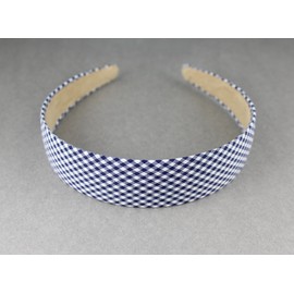 Fashion Accessories Now Navy Blue White headband gingham fabric covered hair band headband gingham plaid check 1 3/16 inches wide