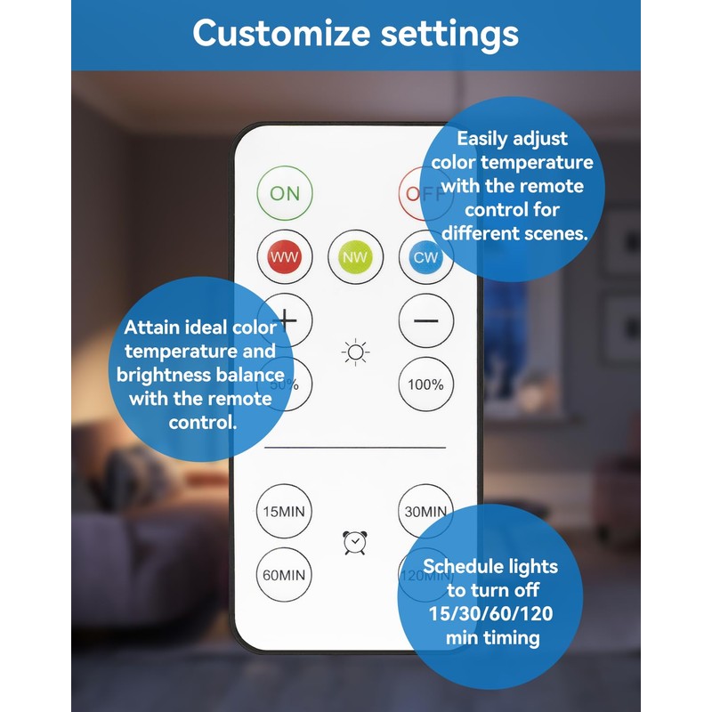 LUXKAZSAZZI WirelessGlow Rechargeable Light Bulbs with Remote, 3 Color Temperatures