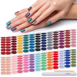 Solid Color Nail Wraps, DANNEASY 24 Sheets Nail Polish Strips Self Adhesive Nail Polish Stickers Gel Nail Strips Fingernails Manicure Stickers for Nail Art with 1pc Nail File, Cuticle Stick