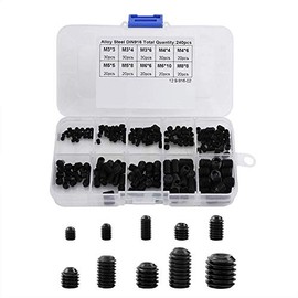 Surtido de 240 Tornillos de Cabeza Hueca Juego de Hexágono Interior de Cabeza Allen M3-M8 Juego de Caja de Tornillo sin Cabeza con Caja Transparente