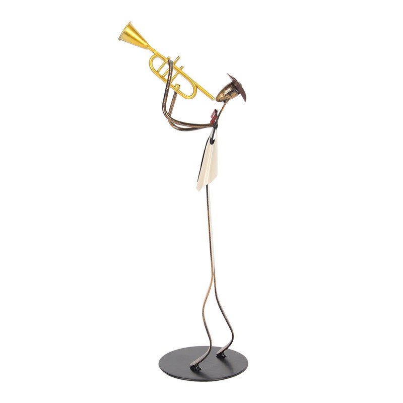 Trumpet Player Figurine Modern Abstract Handcrafted Metal Musician Sculpture for