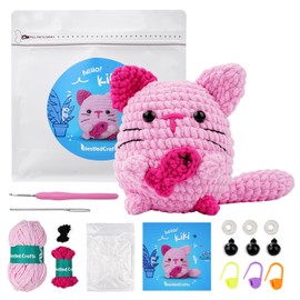 Crochet Kit for Beginners, Crochet Animal Kit for Adults, Complete Crochet Starter Kit with Crochet Yarns, Hook, DIY Easy Knitting Set Birthday Gift (Cat)