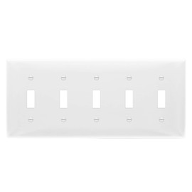 ENERLITES Toggle Light Switch Wall Plate, Gloss Finish, 5-Gang 4.50" x 10.03", Unbreakable Polycarbonate Thermoplastic, UL Listed, 8815-W, White