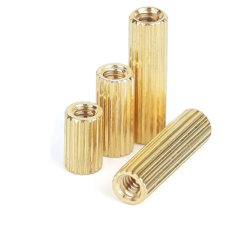 MACHSWON 10 PCS Round Knurled Hollow Copper Column M2*12mm Brass