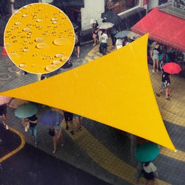 Amgo 12' x 12' x 12' Yellow Triangle Waterproof Sun Shade Sail UPF50+ AMTADT12 Canopy Awning Shelter, 98% UV Blockage Water Resistant, Outdoor Backyard Patio Garden Carport (We Make Custom Size)