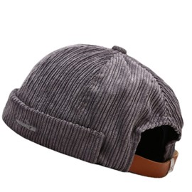 Faringoto Docker Hat for Mens Trawler Beanie Fisherman Brimless Cap Grey