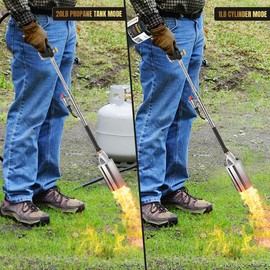 Propane Torch Weed Burner Kit,Weed Torch 400,000 BTU,Blow Torch with 1lb Propane Converter Hose,Blow Torch for Weeds,Garden,Wood,Roof,Ice Snow,Road, Fire Start,Charoal Start(Fuel not Included)