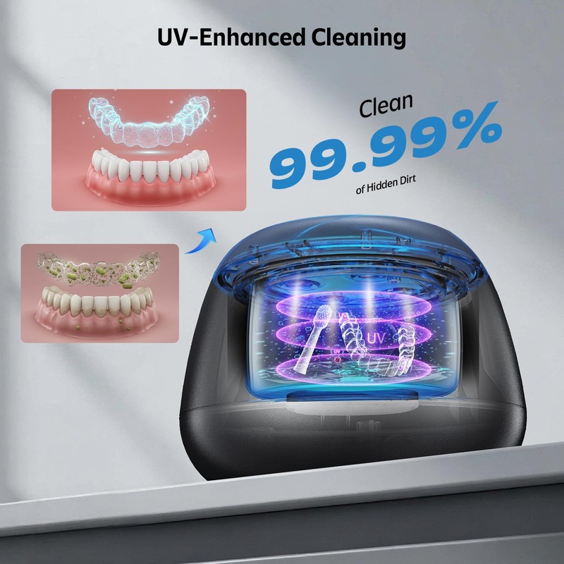 Ultrasonic Retainer Cleaner Machine 48kHz Denture and Aligner Cleaning Pod