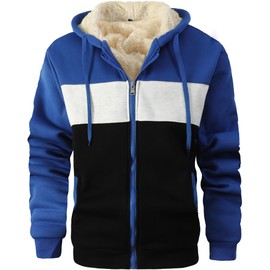 HVERDE Men's Winter Heavyweight Jacket Thermal Fleece Jackets Full Zip Sherpa Lined Warm Thick Coats SkyBlue Grey Black(795) 2XL