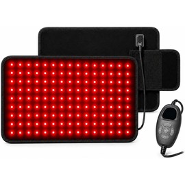 Terapia de Luz Roja e Infrarroja 660 nm y 850 nm, Almohadilla Flexible de 40 x 20 cm con Correa Ajustable, Intensidad Regulable y Temporizador para Espalda, Hombros, Cintura y Rodillas