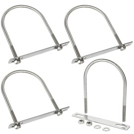 4Pack Square U-Bolts 4-1/2"(115mm) Inner Width, 304 Stainless Steel U Bolts M10 with Washers & Nuts for Replacement Parts and Accessories for Ski Boat, Fishing Boat or Sailboat Trailer