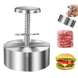 zCloud Adjustable Hamburger Patty Maker Stainless Steel Hamburger Press Patty Making Molds Grill Griddle Meat Tool Kitchen Accessories for Burgers Patties Cooking BBQ Hamburger Patty Model