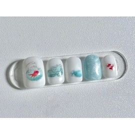8:20AM, Blue waves and goldfish |Summer goldfish nail - almond / 8:20AM,푸른 물결과 금붕어 | 여름 금붕어네일 - 아몬드