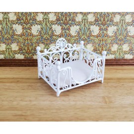 Town Square Miniatures Dollhouse Miniature Pet Bed Cat or Small Dog with Mattress 1:12 Scale White Wire
