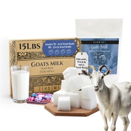 15 LBS Goats Milk Soap Base - Melt and Pour Supplies Kit for Soap Making - SLS/SLES & PEG free - Gentle & Natural Organic Vegetable Ingredients - Make Your Own Bulk For Adult Soapmaker - Easy to cut