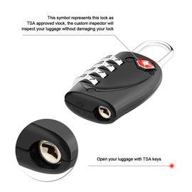 TSA Candado para equipaje Luggage Locks Candado de acero Cerraduras de equipaje con combinación de 4 dígitos Candado de viaje aprobado para maletas y mochilas