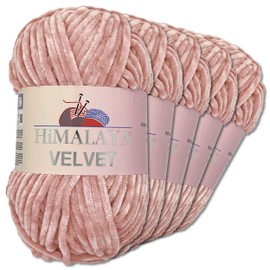Wohnkult Himalaya 5 x 100 g Velvet Dolphin Wool 40 Colours to Choose From Chenille Knitting Yarn Shiny Fleece Yarn Accessory Clothing (90049 | Dusky Pink)